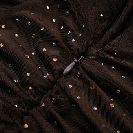 RoseSuzette brown crystalembellished bodysuit