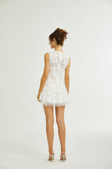 Rosetta Dress White Guipure Lace Tulle Skirt Bowknot Detailing