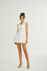 Rosetta Dress White Guipure Lace Tulle Skirt Bowknot Detailing