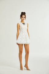Rosetta Dress White Guipure Lace Tulle Skirt Bowknot Detailing