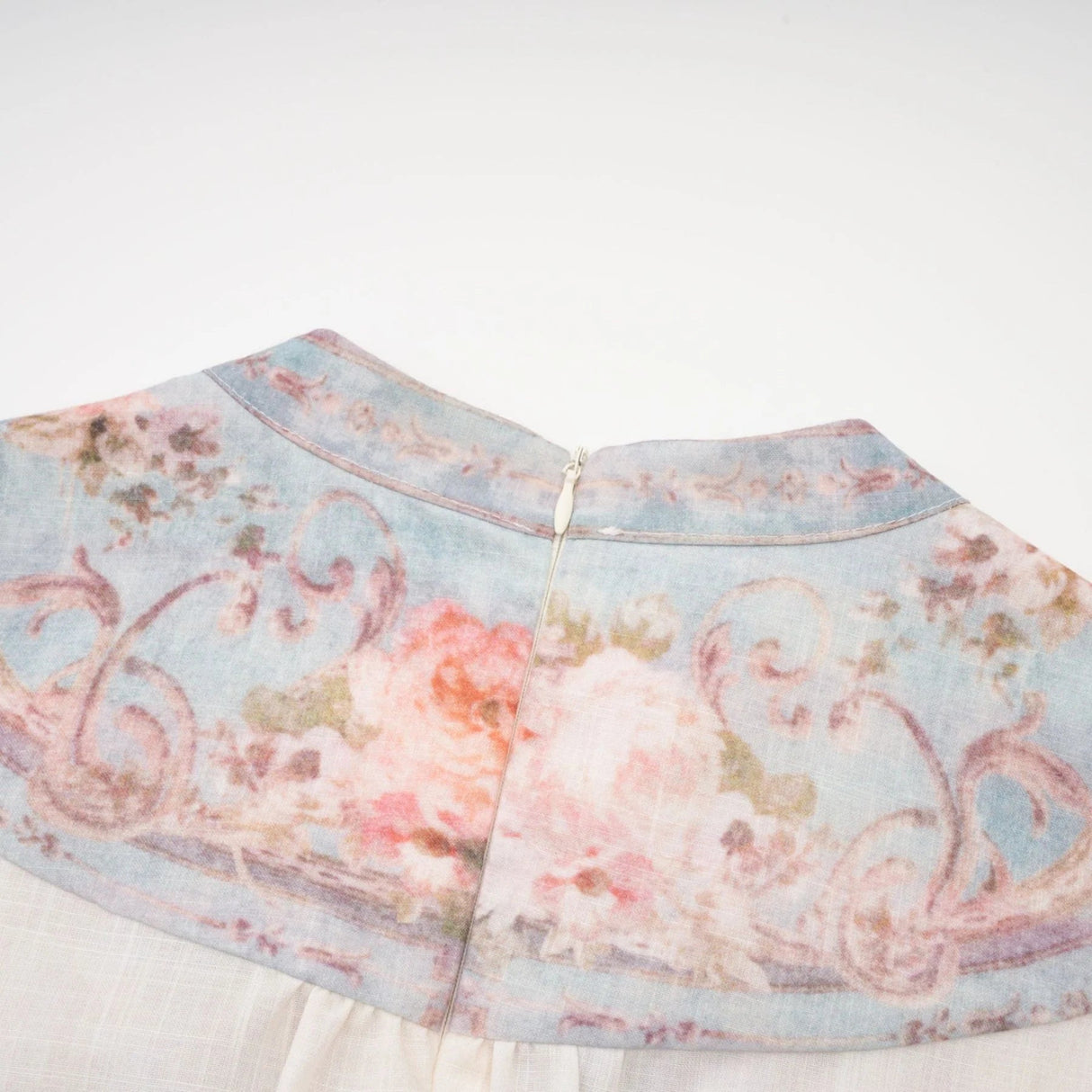 Rosetta Mini Dress White & Blue Floral V - Neck Button Fastening