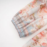 Rosetta Mini Dress White & Blue Floral V - Neck Button Fastening