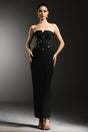 Rossella Black Diamond V-Neckline Sleeveless Dress for Formal Occasions with Shimmering Embellishments