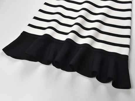 Rowan Dress - Body - Con Style - Sleeveless With Striped Pattern - Gold Button Accents - Ideal for Spring/summer