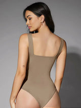 Ruby Bodysuit - High Stretch Fabric Elasticity - Slim Fit - Sleeveless Length - Square Neckline - Natural (mid Waist) Waist Line