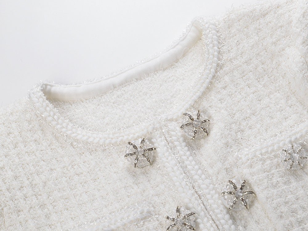 Ruby Dress - A - Line Silhouette - Tailored Fit - Textured Fabric - Button Detailing - Chic Vintage - Inspired Look