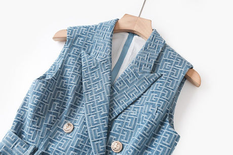 Ruby Dress - Tailored Sleeveless Silhouette - Double - Breasted Belted Design - Fitted Waist - Elegant Chic Look