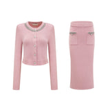Ruby Jacket & Skirt Crystal Pink Matching Set