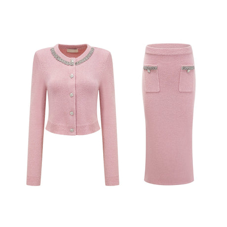 Ruby Jacket & Skirt Crystal Pink Matching Set