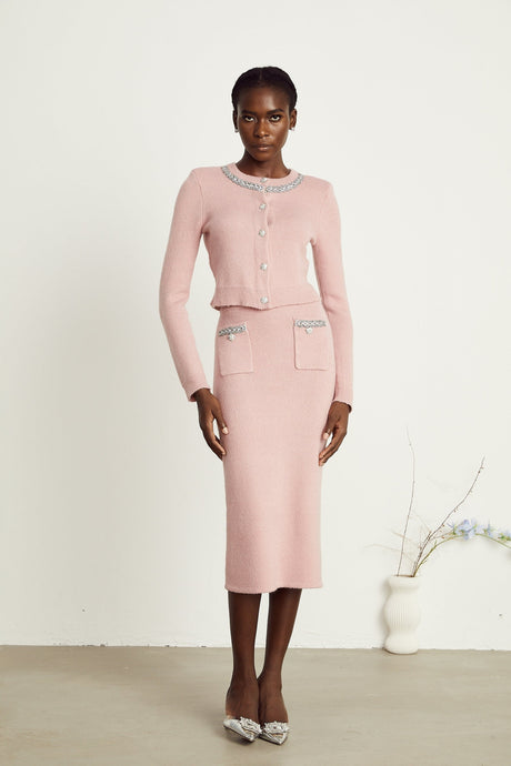 Ruby Jacket & Skirt Crystal Pink Matching Set