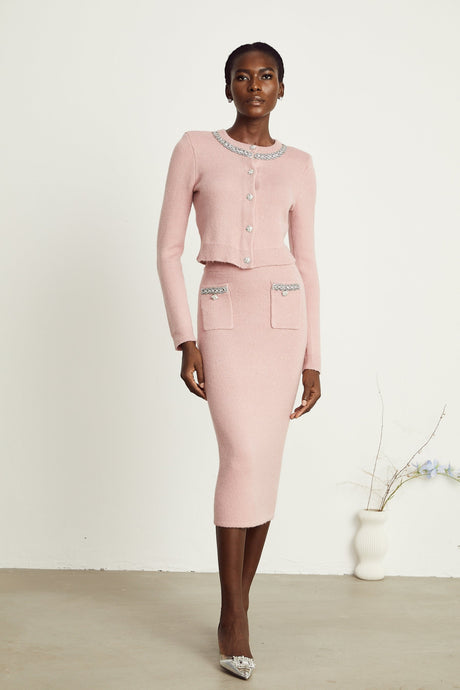 Ruby Jacket & Skirt Crystal Pink Matching Set