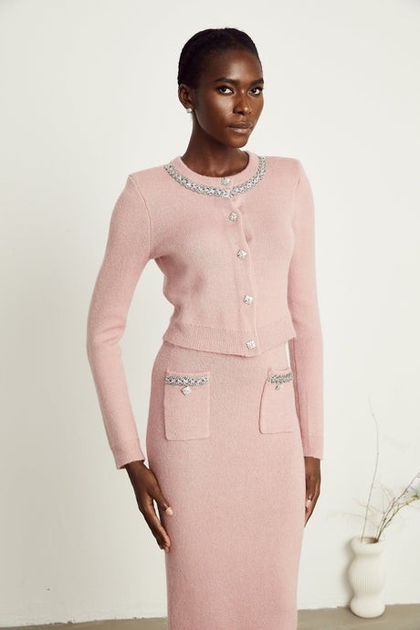 Ruby Jacket & Skirt Crystal Pink Matching Set