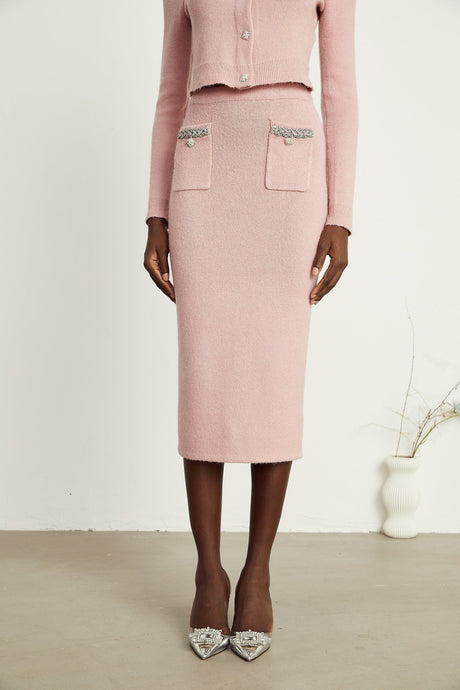 Ruby Jacket & Skirt Crystal Pink Matching Set