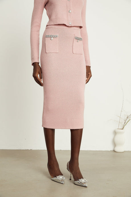Ruby Jacket & Skirt Crystal Pink Matching Set