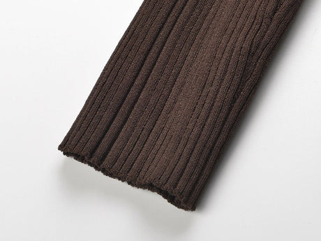 Ruby Maxi Dress - Form - fitting Silhouette - Button - Up Collar - Tailored Fit - Ribbed Knit Material - Gold Button Details