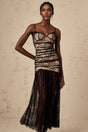 Rylan Floral Midi Dress Bustier Style with Lace Detail & Ruffled Design