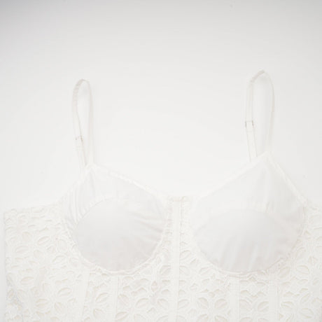 Rylan Midi Dress White Cut Out Belted Spaghetti Straps