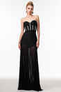 Rylee Black Rhinestone Strapless Maxi Dress for Special Occasions