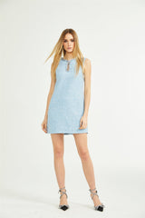 Rylee Mini Dress Blue Tweed Sequin Embellished