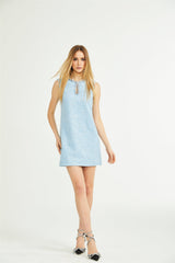 Rylee Mini Dress Blue Tweed Sequin Embellished