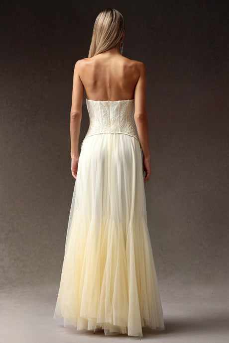 Sabina Cream Lace Corset Maxi Dress