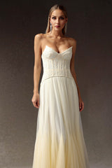 Sabina Cream Lace Strapless Maxi Dress for Special Occasions