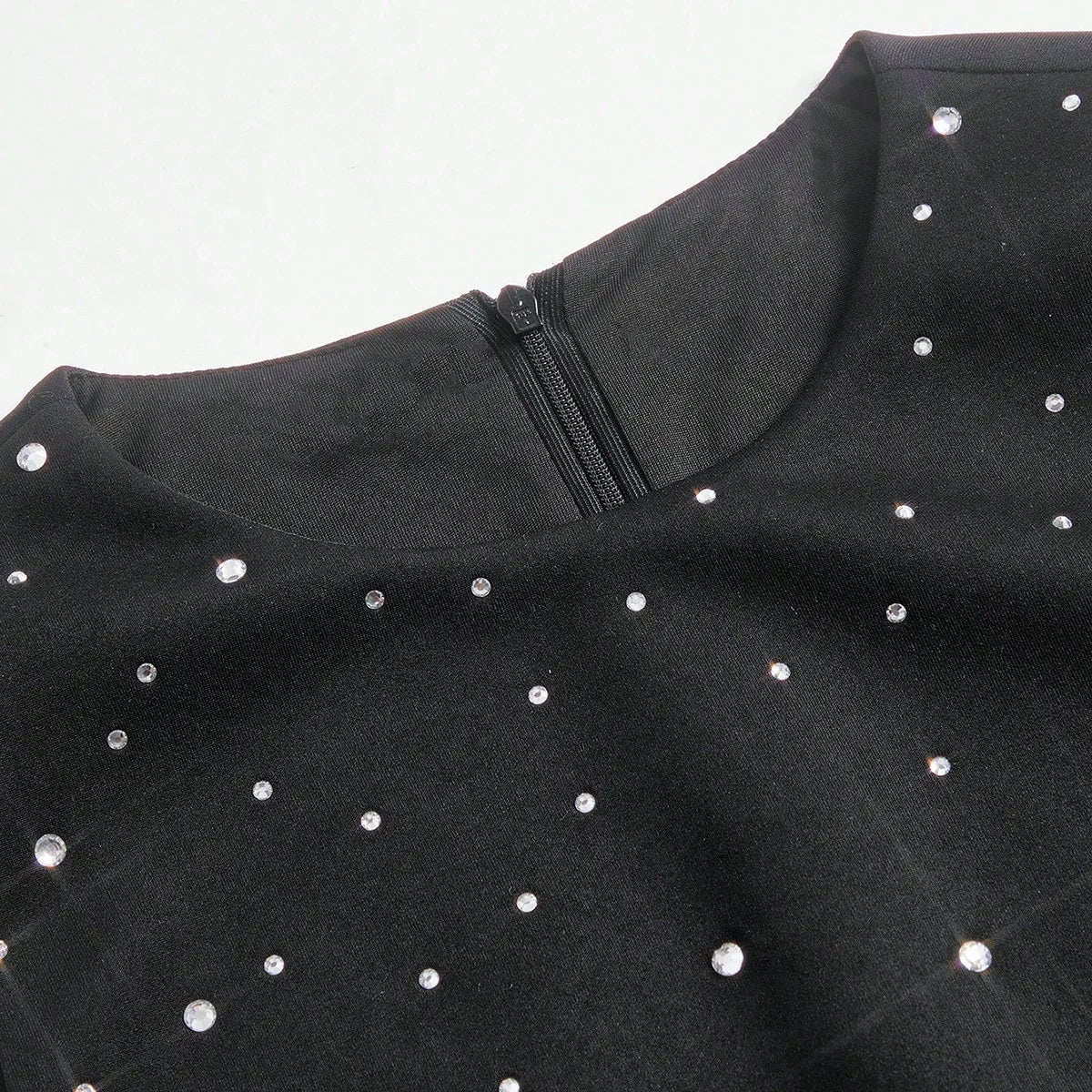 Sabina Midi Dress - Round Neck - Flared Hem - High Waist - Elegant Style - Belted & Zipper