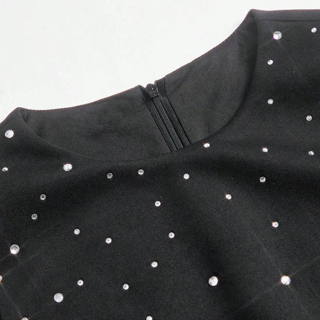 Sabina Midi Dress - Round Neck - Flared Hem - High Waist - Elegant Style - Belted & Zipper
