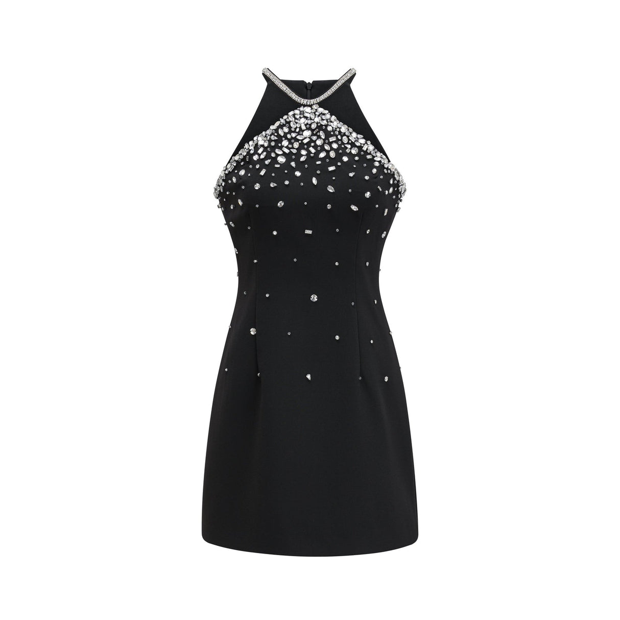 Sabina Mini Dress Black Choker Embellished Zip Fasten