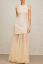 Sabrina Maxi Dress in Champagne with Sequin Embellishments