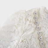 Sabrina Midi Dress White Crystal Embellished