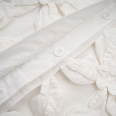 Sabrina Shirt White Floral 3D Cut Out Embellishment & Button Closure