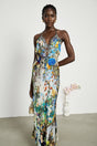 Sabrina Silk Floral Slip Dress with Chain Detail & Bias Cut