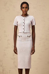 Sage Top & Skirt Set Beaded Knit & - Purple Embellished Matching Outfit