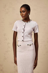 Sage Top & Skirt Set Beaded Knit & - Purple Embellished Matching Outfit