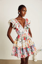 Saige ruffled floralprint mini dress in White