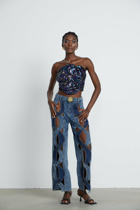 Saira embellished floral top