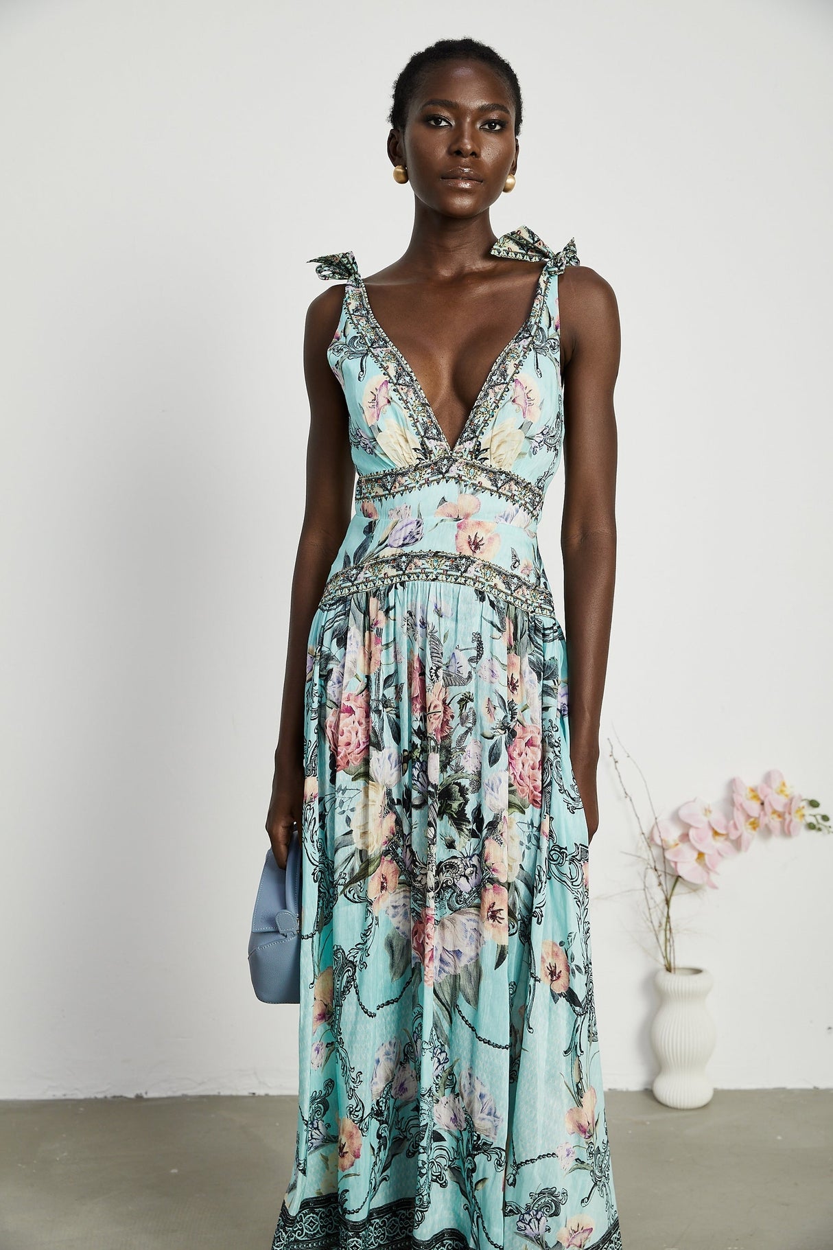 Saira tieshoulder midi dress