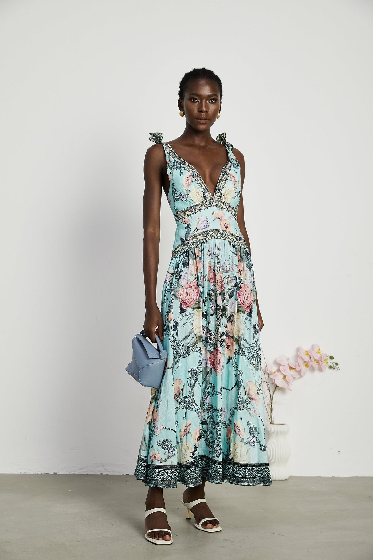 Saira tieshoulder midi dress