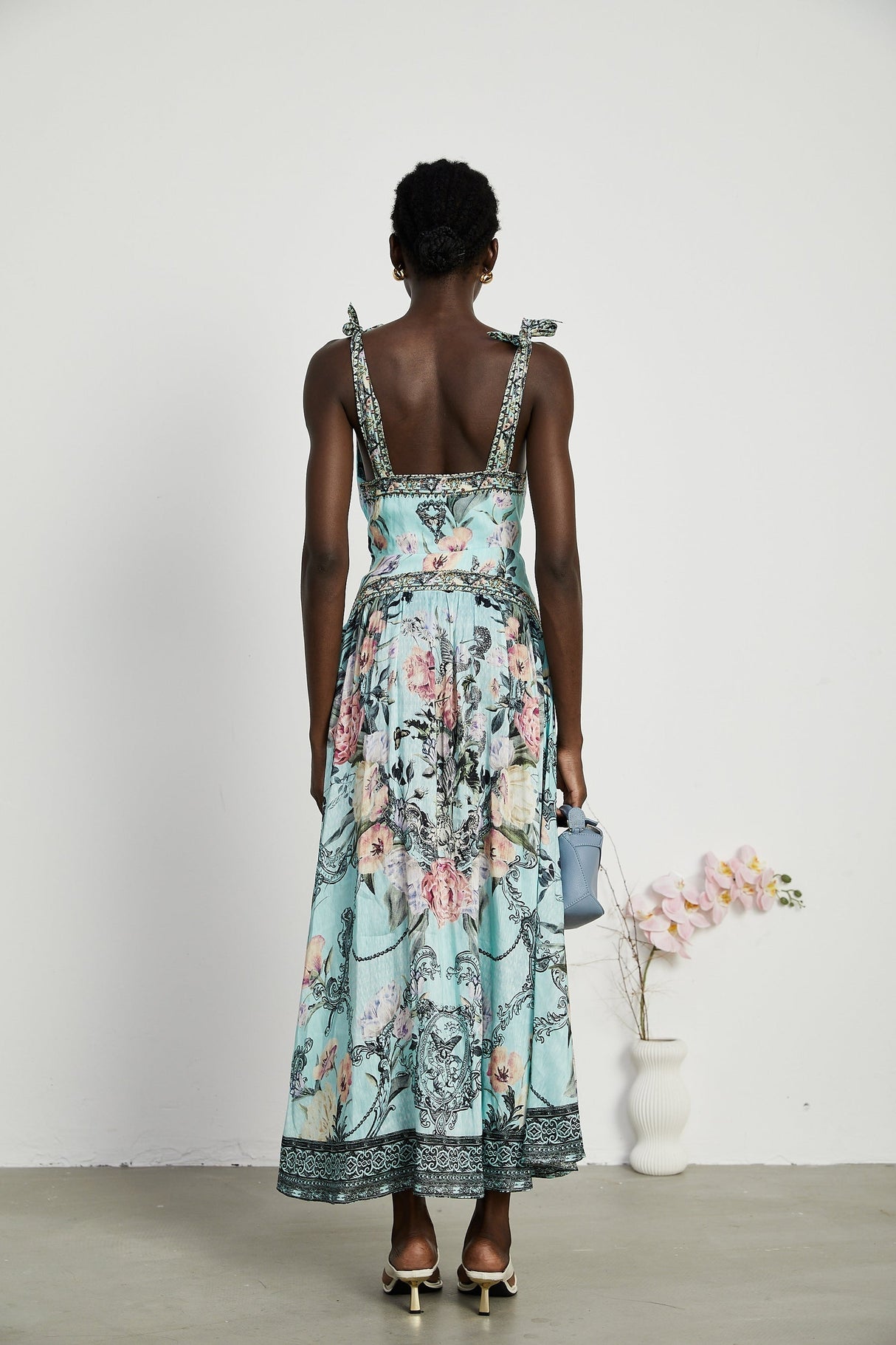 Saira tieshoulder midi dress