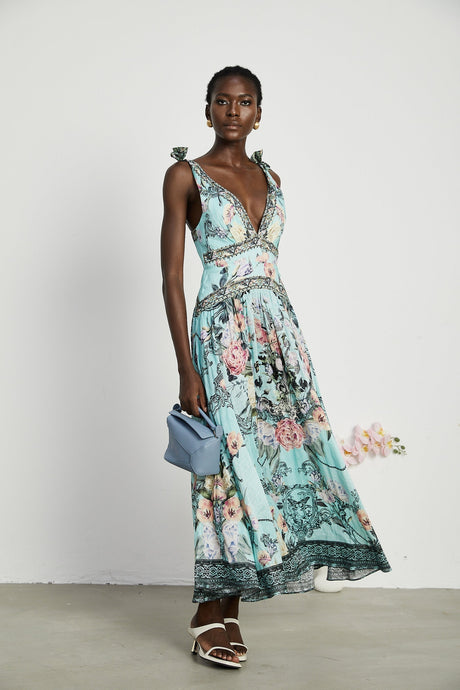 Saira tieshoulder midi dress