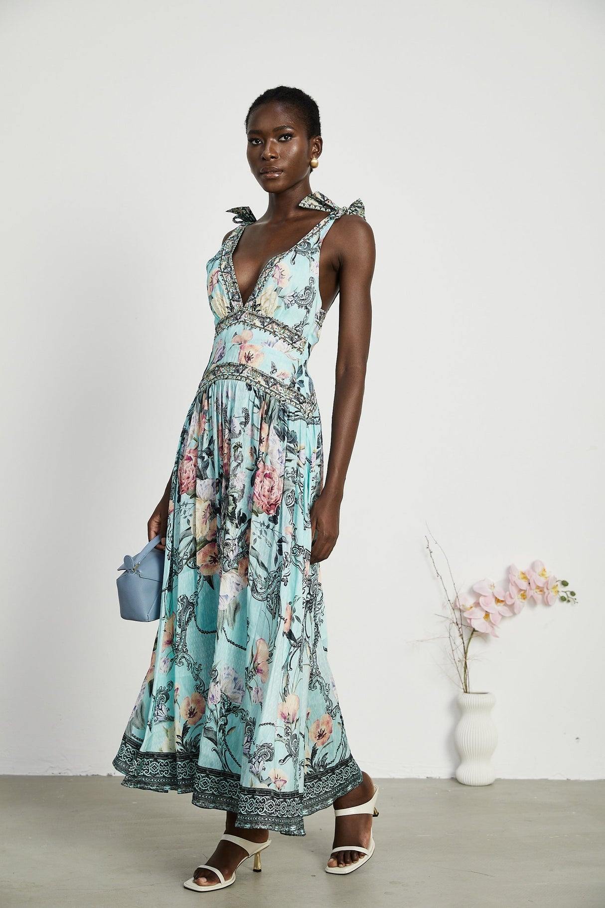 Saira tieshoulder midi dress