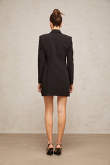 Samantha Blazer Crystal Sequined Wrap Dress in Black