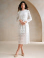 Samantha Midi Dress - Round Neck - Wedding - Flared Hem - High Waist - Elegant Style