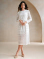 Samantha Midi Dress - Round Neck - Wedding - Flared Hem - High Waist - Elegant Style