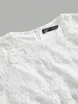 Samantha Midi Dress - Round Neck - Wedding - Flared Hem - High Waist - Elegant Style