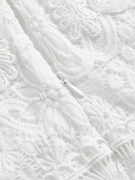 Samantha Midi Dress - Round Neck - Wedding - Flared Hem - High Waist - Elegant Style