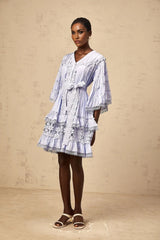 Samantha Mini Dress Light Blue Floral Tiered Embroidery