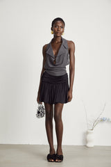 Samantha Top - Lapels - Low cut - Open back - Sleeveless