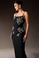 Samara Black Sleeveless Diamond Bandage Maxi Dress